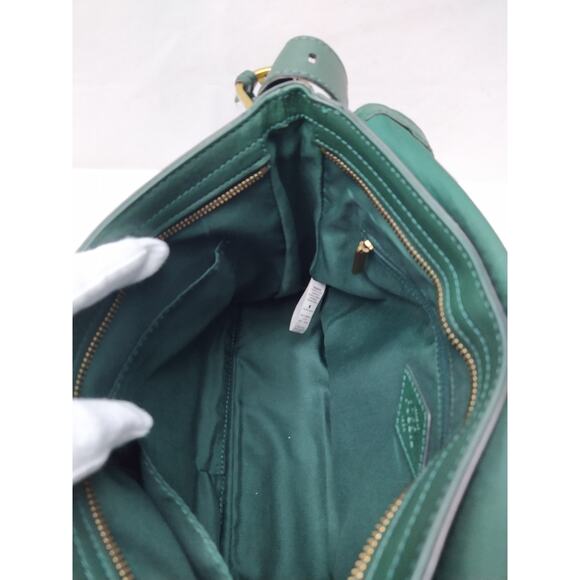 Fossil Green Leather Suede Pushlock Flap Closure Crossbody Bag - Picture 15 of 16